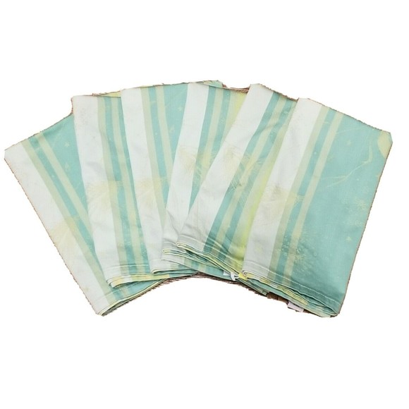 6 Garnier Thiebaut Cloth Dinner Napkin France 20" Cotton Damask Stripe Flower